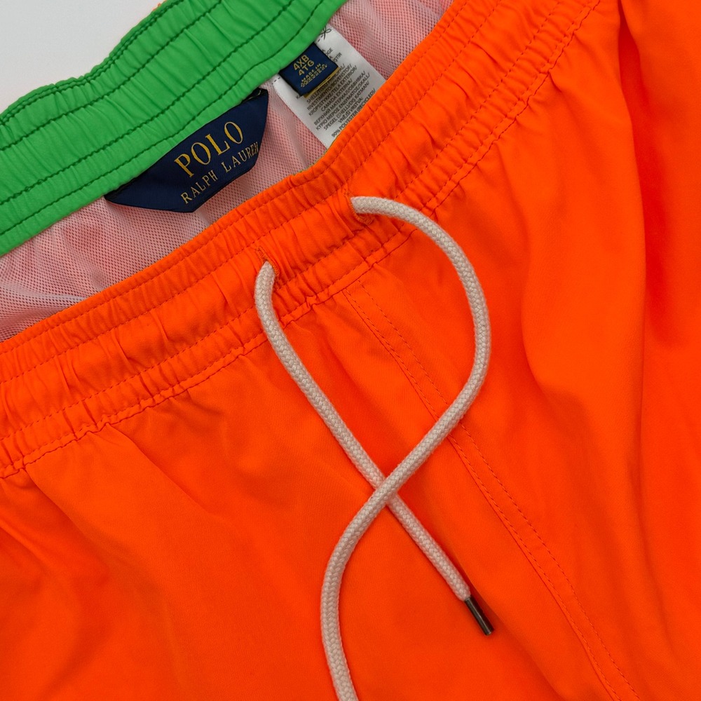 Polo Ralph Lauren Mens Swim Trunks Orange Green 4XB Big & Tall Mesh Lined Shorts